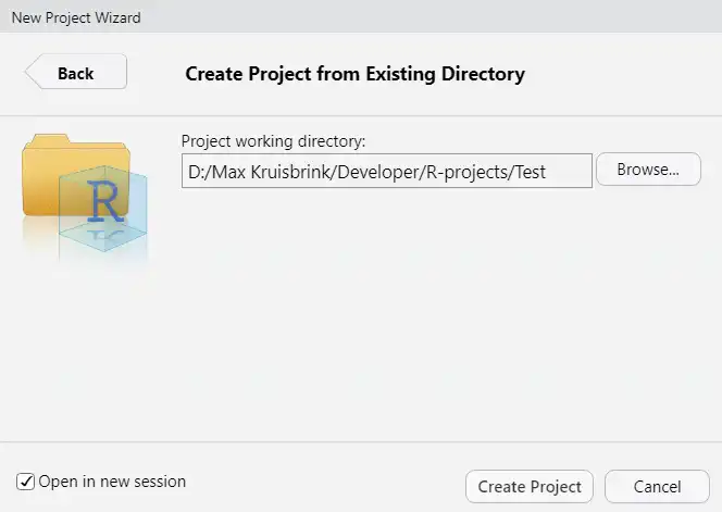 R Project Existing Directory